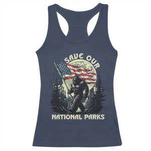 Save Our National Parks Bigfoot Racerback Tank Top Vintage American Flag TS11 Navy Print Your Wear