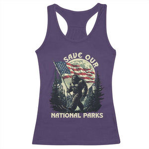 Save Our National Parks Bigfoot Racerback Tank Top Vintage American Flag TS11 Purple Print Your Wear
