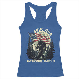 Save Our National Parks Bigfoot Racerback Tank Top Vintage American Flag TS11 Royal Blue Print Your Wear
