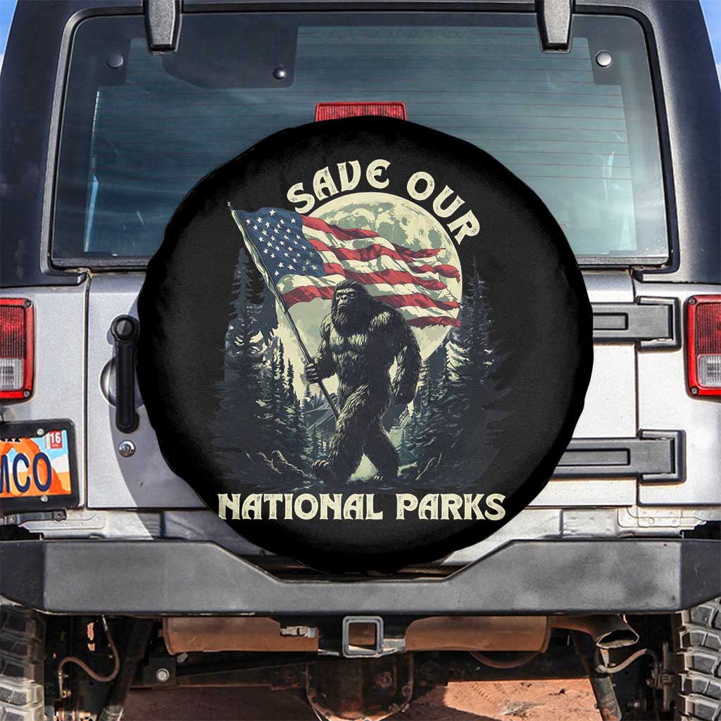 Save Our National Parks Bigfoot Spare Tire Cover Vintage American Flag TS11 No hole Black Print Your Wear