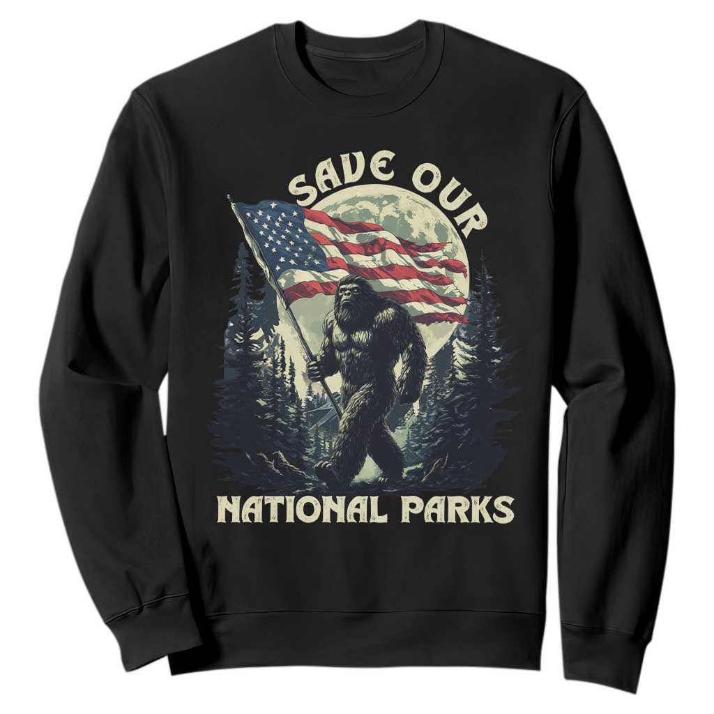 Save Our National Parks Bigfoot Sweatshirt Vintage American Flag TS11 Black Print Your Wear