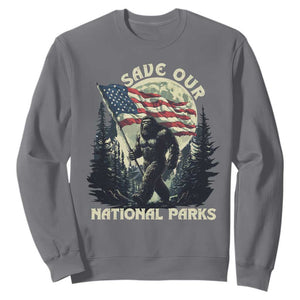 Save Our National Parks Bigfoot Sweatshirt Vintage American Flag TS11 Charcoal Print Your Wear