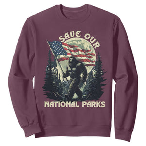 Save Our National Parks Bigfoot Sweatshirt Vintage American Flag TS11 Maroon Print Your Wear