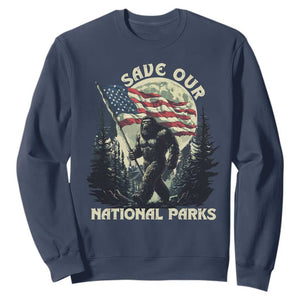 Save Our National Parks Bigfoot Sweatshirt Vintage American Flag TS11 Navy Print Your Wear