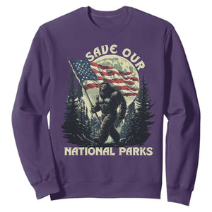 Save Our National Parks Bigfoot Sweatshirt Vintage American Flag TS11 Purple Print Your Wear