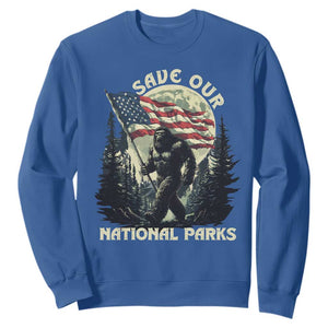 Save Our National Parks Bigfoot Sweatshirt Vintage American Flag TS11 Royal Blue Print Your Wear