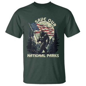Save Our National Parks Bigfoot T Shirt Vintage American Flag TS11 Dark Forest Green Print Your Wear