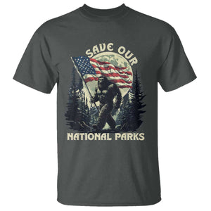 Save Our National Parks Bigfoot T Shirt Vintage American Flag TS11 Dark Heather Print Your Wear