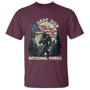 Save Our National Parks Bigfoot T Shirt Vintage American Flag TS11 Maroon Print Your Wear