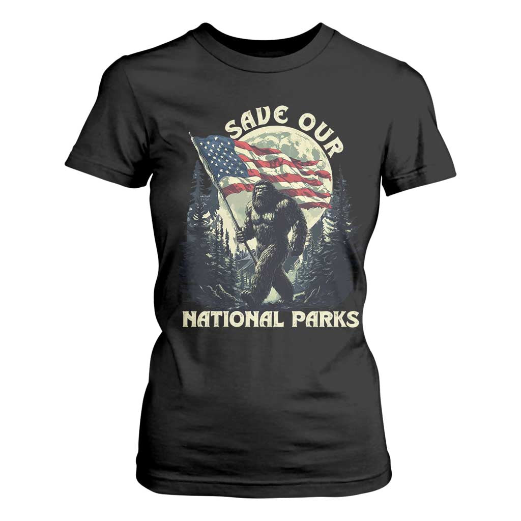 Save Our National Parks Bigfoot T Shirt For Women Vintage American Flag TS11 Black Print Your Wear