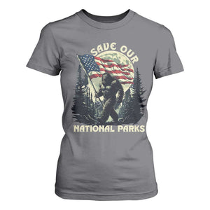 Save Our National Parks Bigfoot T Shirt For Women Vintage American Flag TS11 Charcoal Print Your Wear