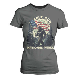 Save Our National Parks Bigfoot T Shirt For Women Vintage American Flag TS11 Dark Heather Print Your Wear