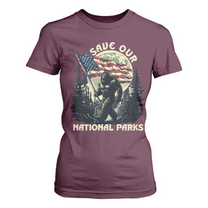 Save Our National Parks Bigfoot T Shirt For Women Vintage American Flag TS11 Maroon Print Your Wear