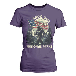 Save Our National Parks Bigfoot T Shirt For Women Vintage American Flag TS11 Purple Print Your Wear