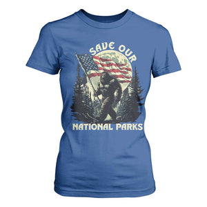 Save Our National Parks Bigfoot T Shirt For Women Vintage American Flag TS11 Royal Blue Print Your Wear