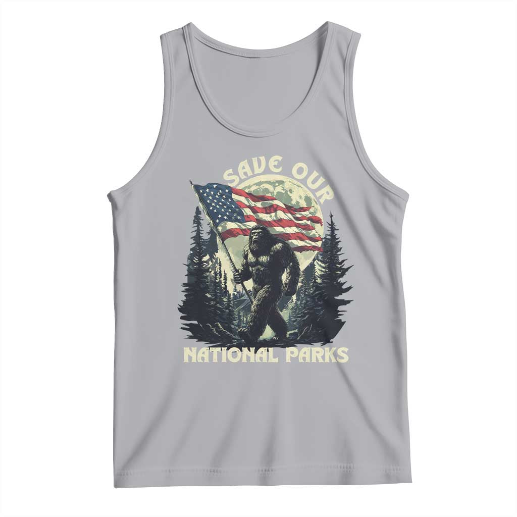 Save Our National Parks Bigfoot Tank Top Vintage American Flag TS11 Athletic Heather Print Your Wear