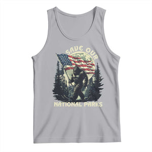 Save Our National Parks Bigfoot Tank Top Vintage American Flag TS11 Athletic Heather Print Your Wear