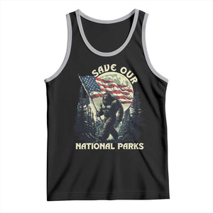 Save Our National Parks Bigfoot Tank Top Vintage American Flag TS11 Black Athletic Heather Print Your Wear