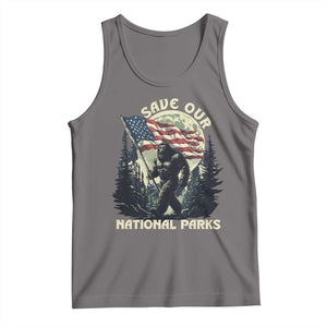 Save Our National Parks Bigfoot Tank Top Vintage American Flag TS11 Deep Heather Print Your Wear