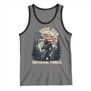 Save Our National Parks Bigfoot Tank Top Vintage American Flag TS11 Deep Heather Black Print Your Wear