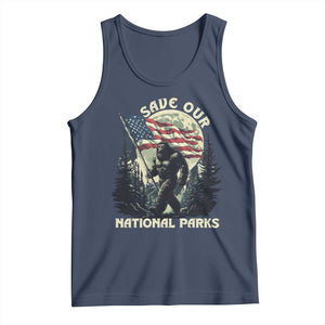 Save Our National Parks Bigfoot Tank Top Vintage American Flag TS11 Navy Print Your Wear
