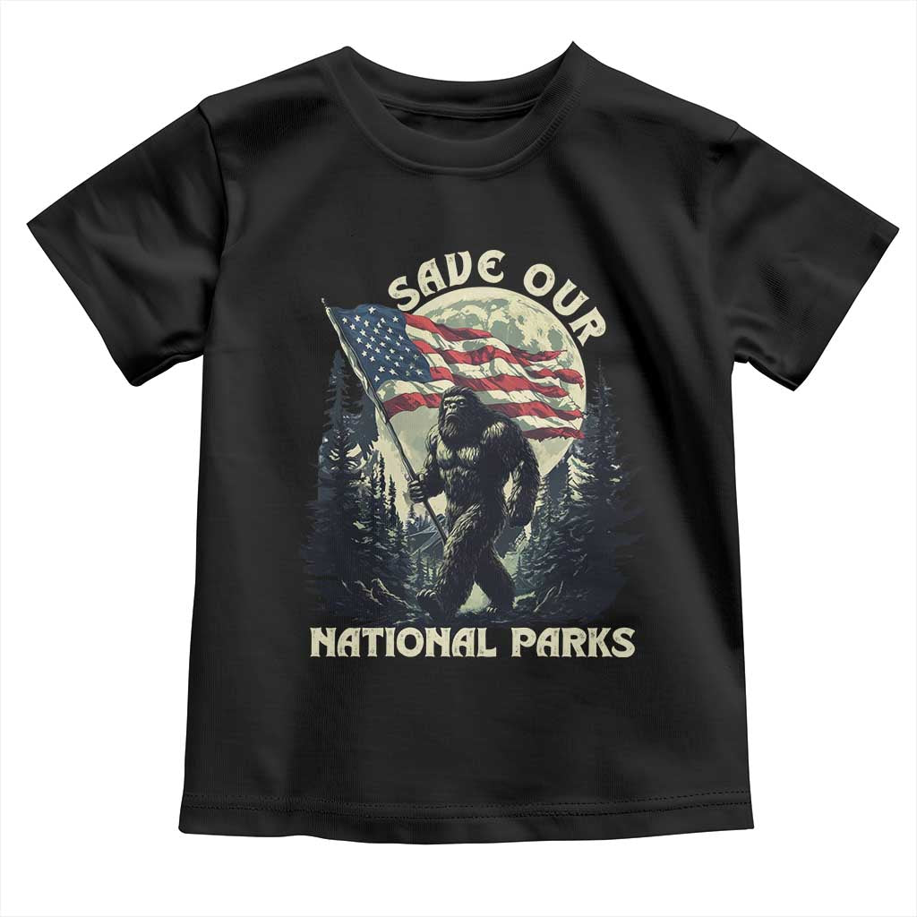 Save Our National Parks Bigfoot Toddler T Shirt Vintage American Flag TS11 Black Print Your Wear