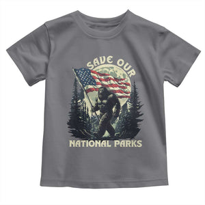 Save Our National Parks Bigfoot Toddler T Shirt Vintage American Flag TS11 Charcoal Print Your Wear