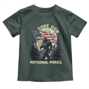 Save Our National Parks Bigfoot Toddler T Shirt Vintage American Flag TS11 Dark Forest Green Print Your Wear