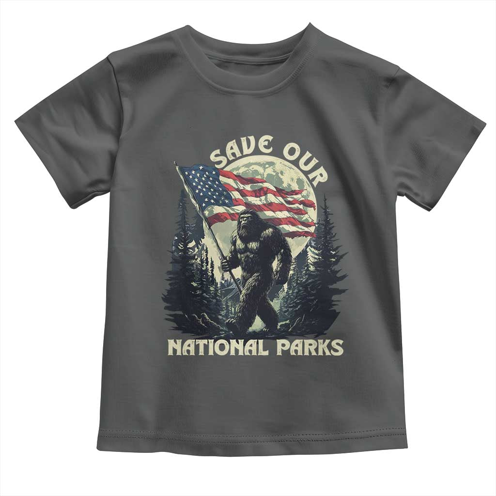 Save Our National Parks Bigfoot Toddler T Shirt Vintage American Flag TS11 Dark Heather Print Your Wear