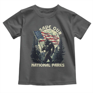 Save Our National Parks Bigfoot Toddler T Shirt Vintage American Flag TS11 Dark Heather Print Your Wear
