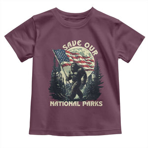 Save Our National Parks Bigfoot Toddler T Shirt Vintage American Flag TS11 Maroon Print Your Wear