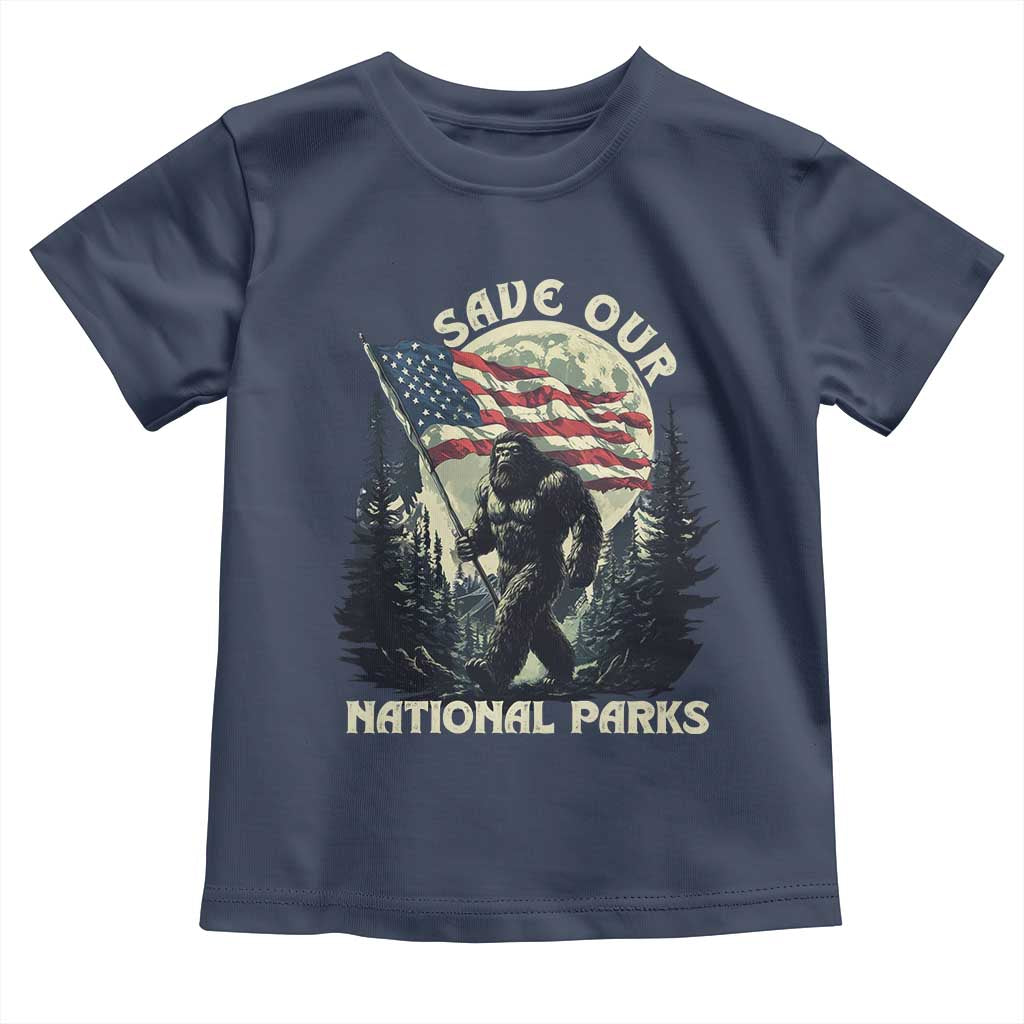 Save Our National Parks Bigfoot Toddler T Shirt Vintage American Flag TS11 Navy Print Your Wear