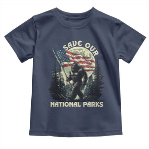 Save Our National Parks Bigfoot Toddler T Shirt Vintage American Flag TS11 Navy Print Your Wear