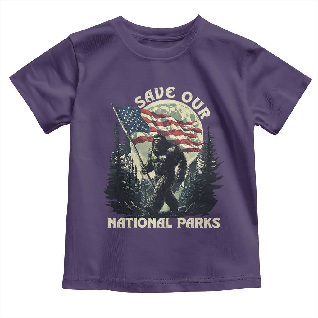 Save Our National Parks Bigfoot Toddler T Shirt Vintage American Flag TS11 Purple Print Your Wear