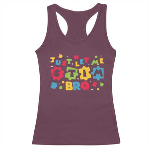Funny Just Let Me Stim Bro Racerback Tank Top Autism Awareness Puzzle TS11 Maroon Print Your Wear