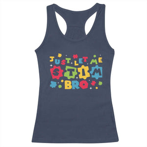 Funny Just Let Me Stim Bro Racerback Tank Top Autism Awareness Puzzle TS11 Navy Print Your Wear