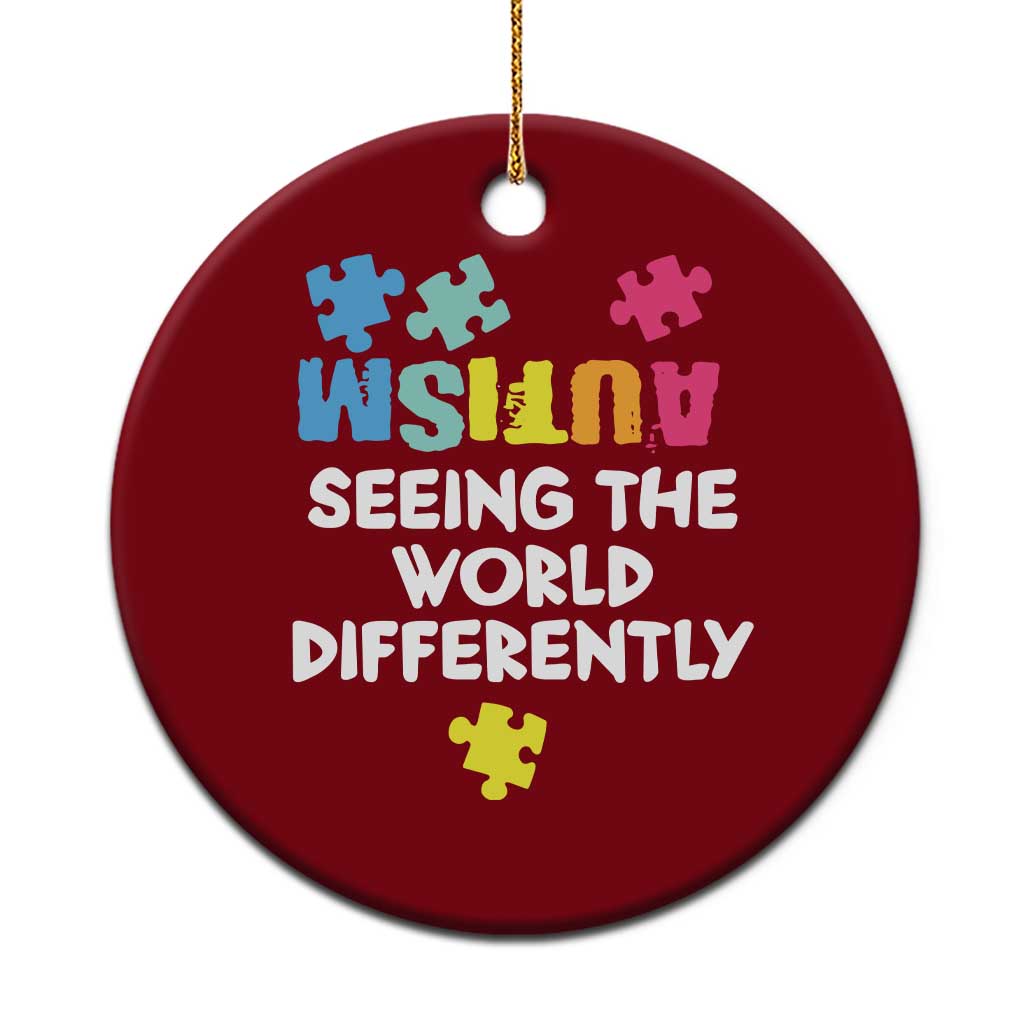 Autism Seeing The World Differently Ceramic Ornament Autistic Autism Awareness Puzzle TS11 1pc Red Print Your Wear