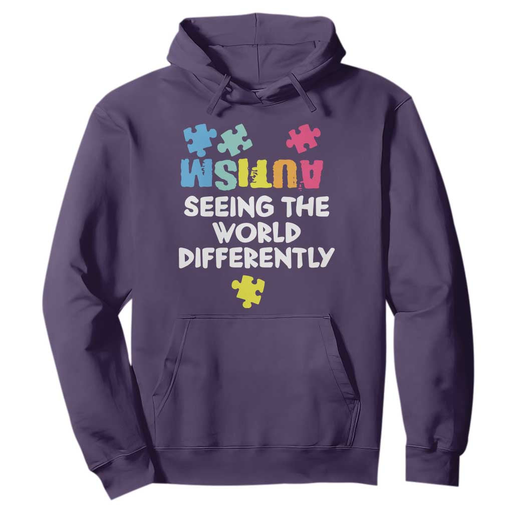 Autism Seeing The World Differently Hoodie Autistic Autism Awareness Puzzle TS11 Purple Print Your Wear