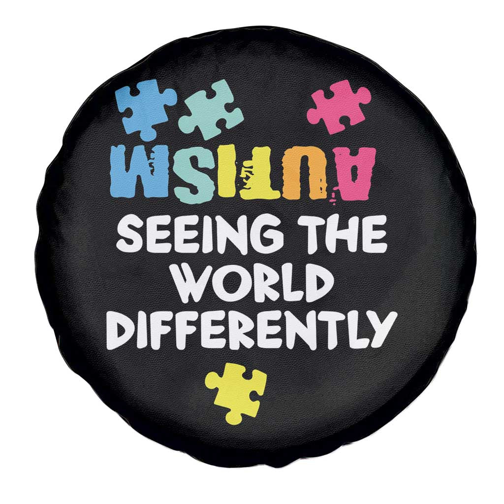 Autism Seeing The World Differently Spare Tire Cover Autistic Autism Awareness Puzzle TS11 Print Your Wear