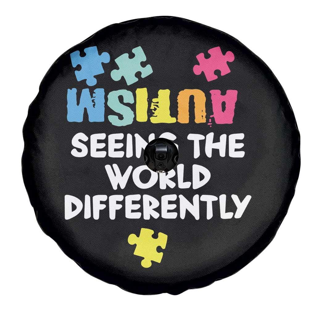 Autism Seeing The World Differently Spare Tire Cover Autistic Autism Awareness Puzzle TS11 Print Your Wear