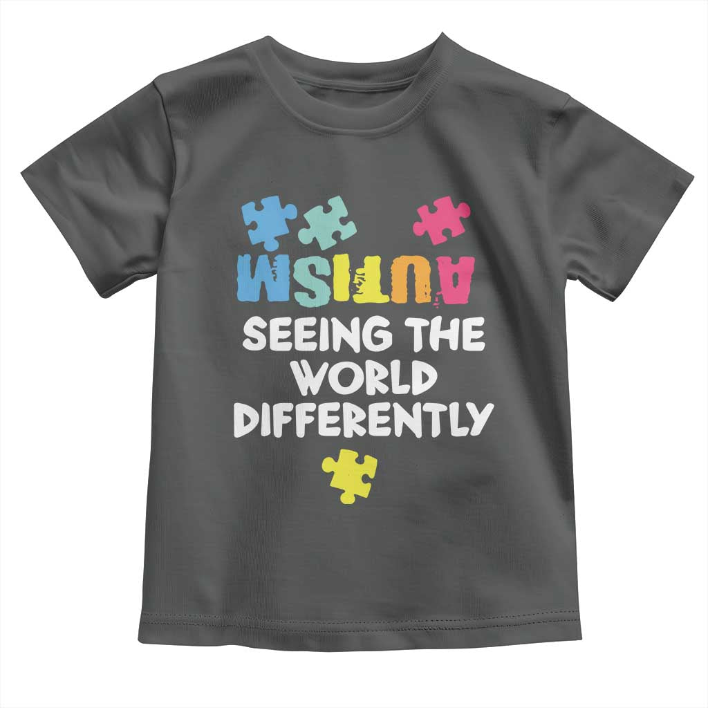 Autism Seeing The World Differently Toddler T Shirt Autistic Autism Awareness Puzzle TS11 Dark Heather Print Your Wear