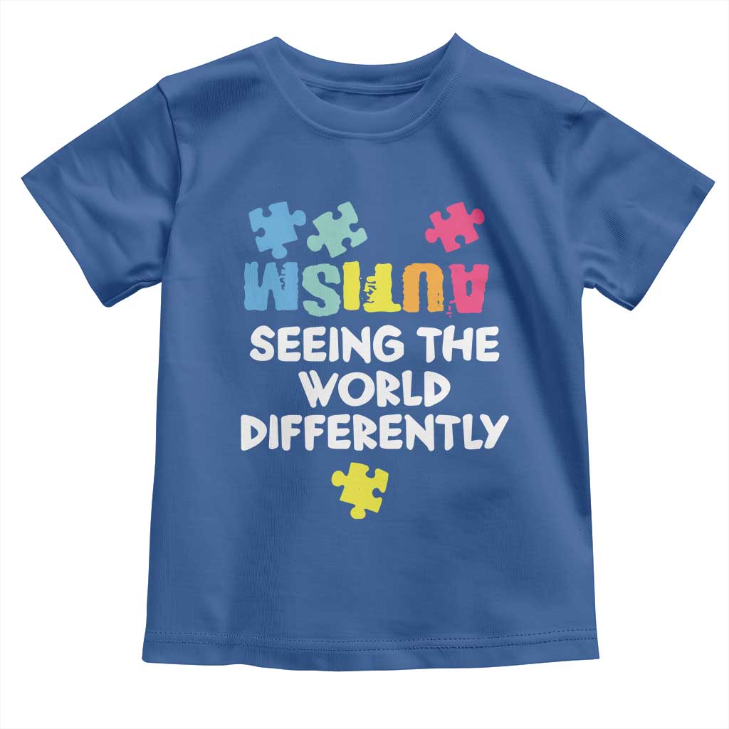 Autism Seeing The World Differently Toddler T Shirt Autistic Autism Awareness Puzzle TS11 Royal Blue Print Your Wear