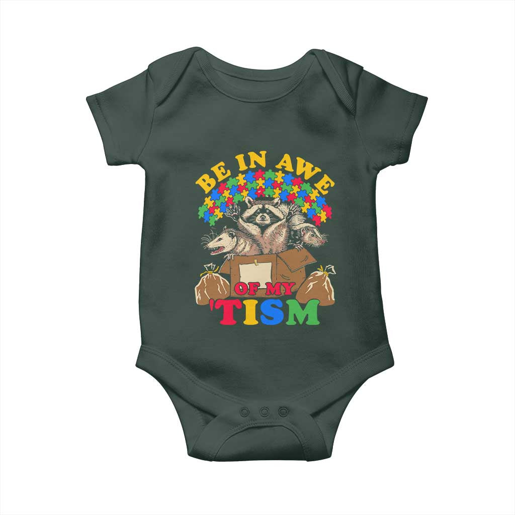 Funny Autism Awareness Baby Onesie Be In Awe Of My 'Tism Autistic Raccoon Opossum Skunk TS11 Print Your Wear