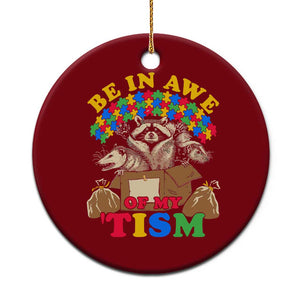 Funny Autism Awareness Ceramic Ornament Be In Awe Of My 'Tism Autistic Raccoon Opossum Skunk TS11 1pc Red Print Your Wear