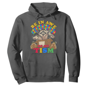 Funny Autism Awareness Hoodie Be In Awe Of My 'Tism Autistic Raccoon Opossum Skunk TS11 Dark Heather Print Your Wear