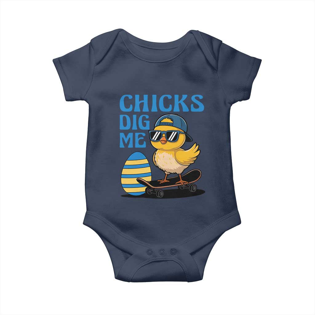 Funny Easter Day Chicks Dig Me Baby Onesie Cool Chicken TS11 Navy Print Your Wear