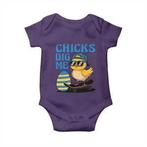 Funny Easter Day Chicks Dig Me Baby Onesie Cool Chicken TS11 Purple Print Your Wear