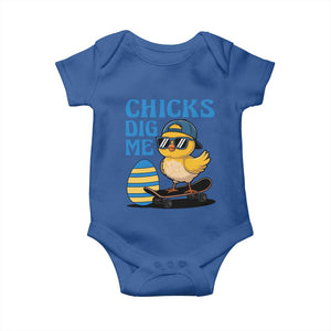 Funny Easter Day Chicks Dig Me Baby Onesie Cool Chicken TS11 Royal Blue Print Your Wear