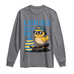 Funny Easter Day Chicks Dig Me Long Sleeve Shirt Cool Chicken TS11 Charcoal Print Your Wear