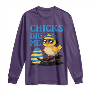Funny Easter Day Chicks Dig Me Long Sleeve Shirt Cool Chicken TS11 Purple Print Your Wear